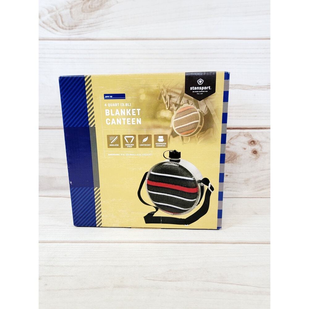 4 Qt Stansport Round Canteen Blanket Lined with Shoulder Strap- NEW